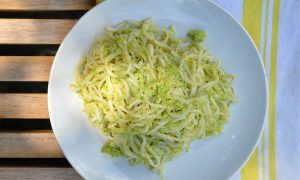 noodles tossed with broccoli pesto